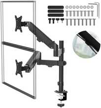 Topelt monitori kinnitus Maclean MC-136, gaasvedru, 17-32 tolli, 2-10 kg, must