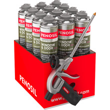 Püstoliga paigaldatavad montaaživahud Penosil Window & Door Elastic, 750 ml, 12 tk + vahupüstol