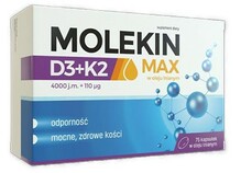 Molekin Max D3+K2, 4000 IU, 75 kapslit