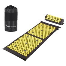 Akupressuuri mati ja padja komplekt HMS AKM04 Premium, 125 x 48 x 2 cm, must/kollane