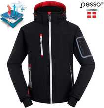 Softshell tööjakk Pesso Acropolis, XL, must, kapuutsiga