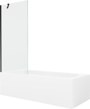 Vann Mexen Vega 180 x 80 x 40 cm, ristkülik, valge/must, koos 1-ukselise vanniseinaga 80 cm, läbipaistev