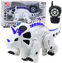 Kaugjuhitav dinosauruse robot Lean Toys Triceratops, valge