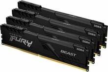 Kingston Fury Beast CL16, 128GB, DDR4, 3200 MHz, UDIMM, 4x32GB