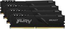 Operatiivmälu Kingston Fury Beast CL16, 64GB, DDR4, 3200 MHz, DIMM, 4x16GB, must