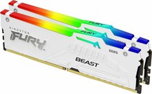 Operatiivmälu Kingston Fury Beast KF552C40BWAK2-64 CL40, 64GB, DDR5, 5200 MHz, DIMM, 2 x 32GB, White, RGB