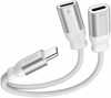 Adapter USB-C Swissten Textile, 2x USB-C, 0,12 m, valge