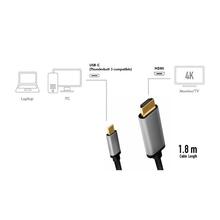 Kaabel USB-C/HDMI LogiLink, 4K 60Hz, 1,8 m, alumiinium
