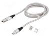Kaabel USB-A/USB-C/Micro USB/Lightning Savio CL-153, 1 m, hõbe