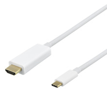 Kaabel USB-C/HDMI Deltaco R00140020, 1 m, valge