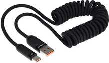 Kaabel USB-A/USB-C Wayme spiraalne, 1.8 m, 100 W, must