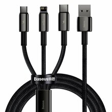 Kaabel 3in1 Baseus CAMLTWJ-01, USB-C/micro USB/Lightning, 1,5 m, must