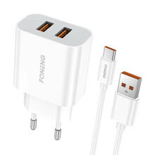 Laadija Foneng EU45, 2x USB, USB-C kaabliga
