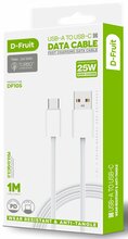 Kaabel USB-A/USB-C D-Fruit DF105, 1 m, valge