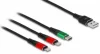 Laadimiskaabel USB-A to 2×Lightning/USB-C DeLOCK, 1 m, must