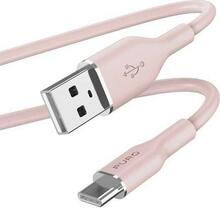 Kaabel USB-A/USB-C Puro ICON, 1,5 m, tolmuroosa