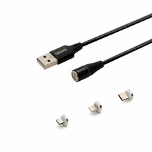 Kaabel 3w1 Savio CL-152, USB-C/Micro USB/Lightning, 1 m, must