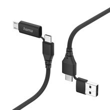 Kaabel Hama 00201537 4-in-1 USB-C/USB-A/USB-C/mikro USB, 1.5 m, must