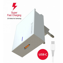 Adapter USB-C Swissten SW-SAM-SFC-W, 120 cm, valge, 25 W