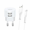 Laadija USB-C Usams T20, 2 x USB, 100 cm, valge