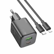 Laadija HOCO N41 USB A + C, PD QC 3A 20W, must