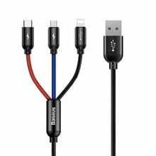 Kaabel 3in1 Baseus CAMLT-BSY01, USB-C/Micro USB/Lightning, 1,2 m, must