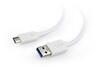 Kaabel USB-C/USB-A Gembird CCP-USB3-AMCM-W-0.1M, 0.1 m, valge