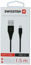 Kaabel USB-A/USB-C Swissten, 3.1, 1.5 m, must