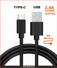 Kaabel USB/USB Type-C Alburnus, 1 m, must