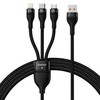 3in1 USB-kaabel USB-C/Micro USB/Lightning Baseus Flash Series, 1,2 m, must