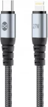 Kaabel USB-C/Lightning Forever Braix, 1 m, 27W, must