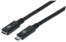 USB-C pikenduskaabel Manhattan, 0,5 m, must