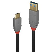Kaabel USB-A/USB-C Lindy Anthra Line, 3.2, 2 m, must