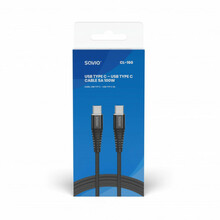 USB-C kaabel Savio CL-160, 2 m, must