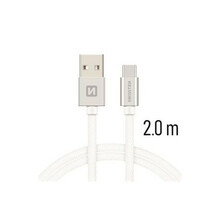 Kaabel USB-C Swissten SW-QU-TYPC-3.1-2m-SI, 2 m, hõbedane