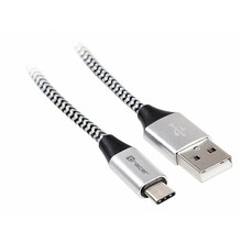 Kaabel USB-C/USB-A Tracer 46265, 1 m, must/hõbe