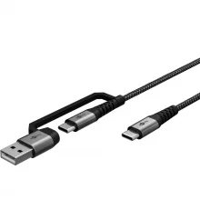 Kaabel USB Goobay 2-in-1 USB-C/USB-A, 3 m, hall