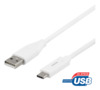 Kaabel USB-A/USB-C Deltaco USBC-1011M, 2 m, USB 2.0, valge