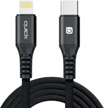 Kaabel USB-C/Lightning Quick, 1,5 m, must