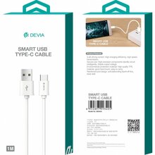 USB-C kaabel Devia, 2 m, valge