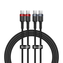 USB-C kaabel Baseus Cafule P10318306003-01, 2 m, punane/must ja hall/must (2 tk)