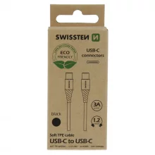 Kaabel USB-C Swissten Soft, 1,2 m, 3A, must