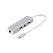 USB-C jaotur Digitus DA-70255, USB 3.0 Type-C, hõbe