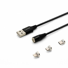 Kaabel USB-C/Micro USB/Lightning Savio CL-155, 2 m, must