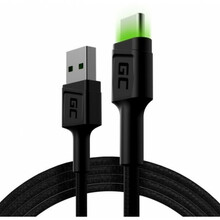 Kaabel USB-A/USB-C Green Cell Ray KABGC06, 1,2 m, must