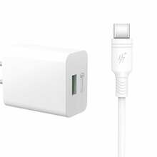 Laadija ja kaabel DCO U18, USB-C, 1 m, valge, 18 W