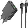 Telefoni laadija Hoco Slim USB A + USB C QC3.0 PD 3A 20W + kaabel USB C - Lightning N38, must