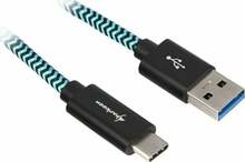 Kaabel USB-A/USB-C Sharkoon, 0.5 m, must/sinine