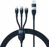 3in1 kaabel Baseus Flash Series II, USB-C + micro USB + Lightning, 1,2 m, sinine