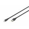 Kaabel USB-A/USB-C Digitus, 0,5 m, must